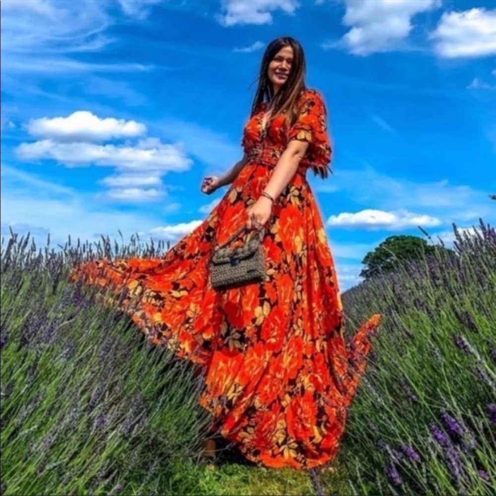 ATL Anthropologie Floral Maxi Dress Size Medium